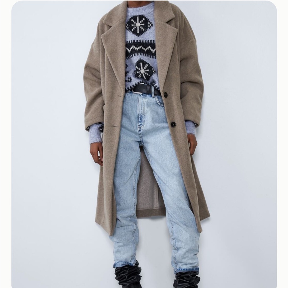 ZARA Oversized Tan Coat with Pockets M (170/88A)